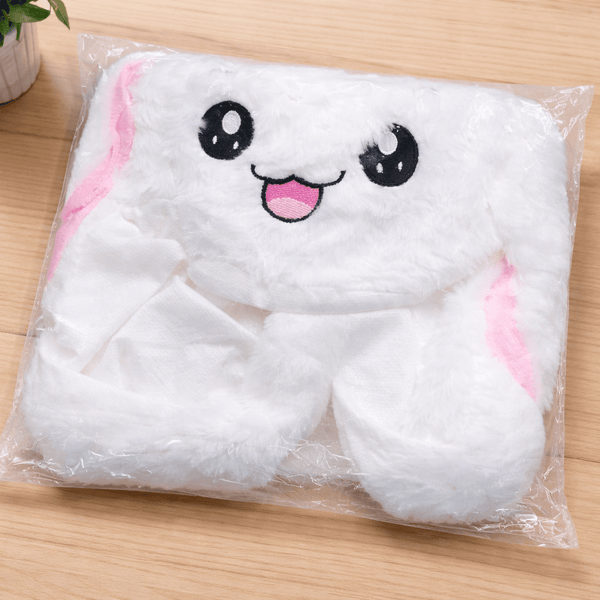 Cute White Bunny Winter Hat with Plush Ears & Lights – Soft Warm & Cozy Headwear