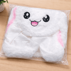 Cute White Bunny Winter Hat with Plush Ears & Lights – Soft Warm & Cozy Headwear