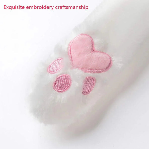 Cute White Bunny Winter Hat with Plush Ears & Lights – Soft Warm & Cozy Headwear