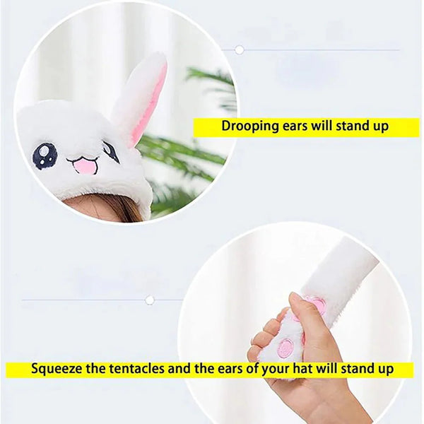 Cute White Bunny Winter Hat with Plush Ears & Lights – Soft Warm & Cozy Headwear