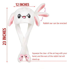 Cute White Bunny Winter Hat with Plush Ears & Lights – Soft Warm & Cozy Headwear