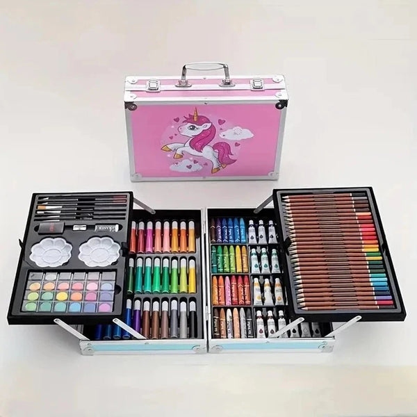 🦄 Deluxe Unicorn Art Set – 145 Pcs Aluminum Case 🎨✨