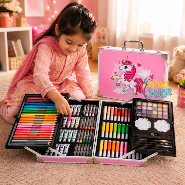 🦄 Deluxe Unicorn Art Set – 145 Pcs Aluminum Case 🎨✨