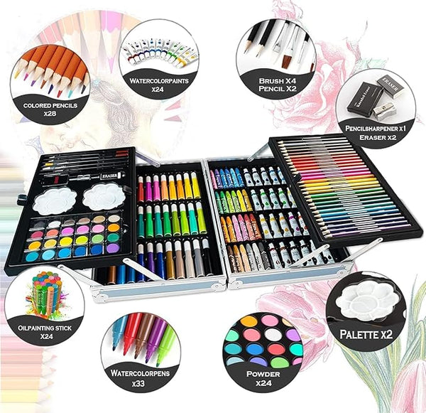 🦄 Deluxe Unicorn Art Set – 145 Pcs Aluminum Case 🎨✨