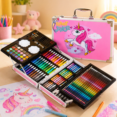 🦄 Deluxe Unicorn Art Set – 145 Pcs Aluminum Case 🎨✨