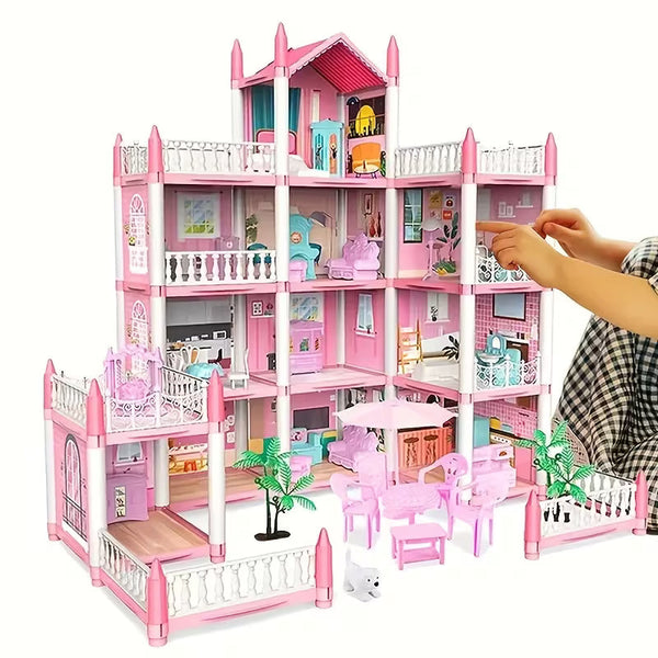 Grand Princess Doll House Mansion – 3-Storey Play House with Furniture