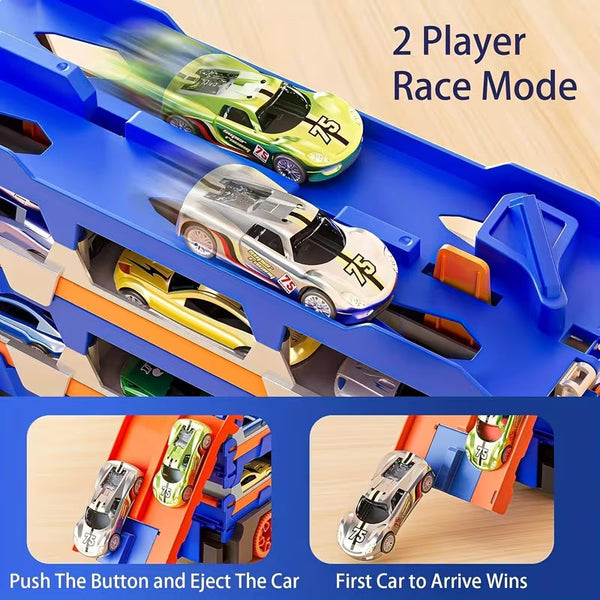 2-in-1 Dinosaur Transport Truck – Car Carrier & Launcher Hauler