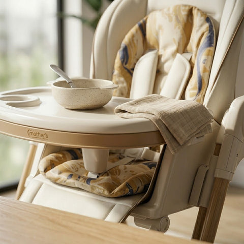 Electric Baby Feeding High Chair with Swing & Height Adjustment – Beige