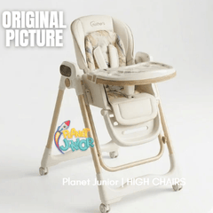 Electric Baby Feeding High Chair with Swing & Height Adjustment – Beige