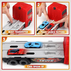 🚚💥 Foldable Transport Truck Toy with Car Ejection Launcher