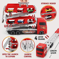 🚚💥 Foldable Transport Truck Toy with Car Ejection Launcher
