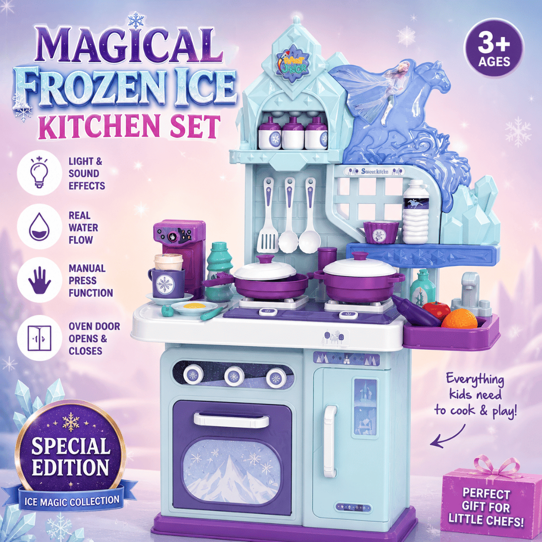 Frozen Themed Ice Magic Kitchen Play Set – Lights, Sounds & Real Water Sink Kitchen