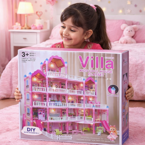 Grand Garden Villa Dollhouse Playset | 377 PCS – Ultimate Princess Mansion Experience