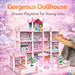 Grand Princess Doll House Mansion – 3-Storey Play House with Furniture