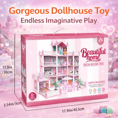 Grand Princess Doll House Mansion – 3-Storey Play House with Furniture