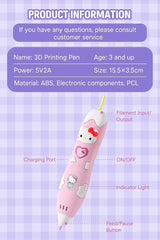 Hello Kitty 3D Printing Pen – Rechargeable & Safe for Kids!