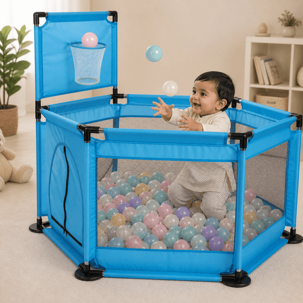 Hexagon Kids Playpen Tent with 30 Balls – Safe Indoor Ball Pit Play Area 🎪✨
