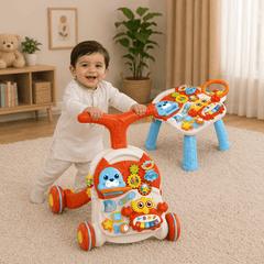 Huanger 2-in-1 Baby Walker & Activity Table – Interactive Learning Play Center