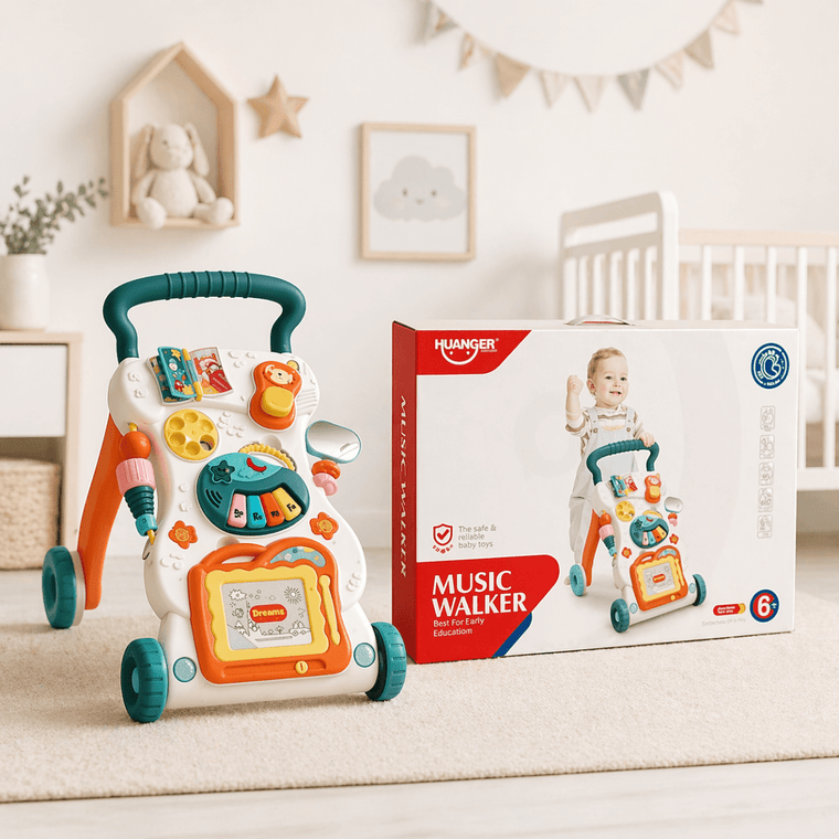 Huanger Large Sounds & Lights Baby Walker – Interactive Learning Push Walker