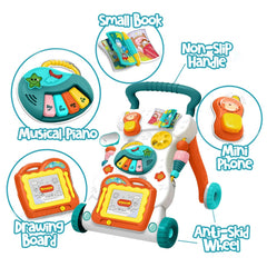 Huanger Large Sounds & Lights Baby Walker – Interactive Learning Push Walker