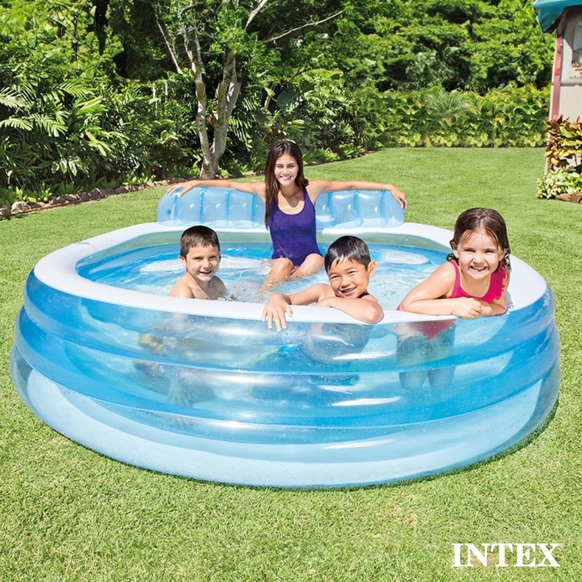 Intex Inflatable Spacious Family Pool Center | 7.4 ft x 7 ft x 2.5 ft