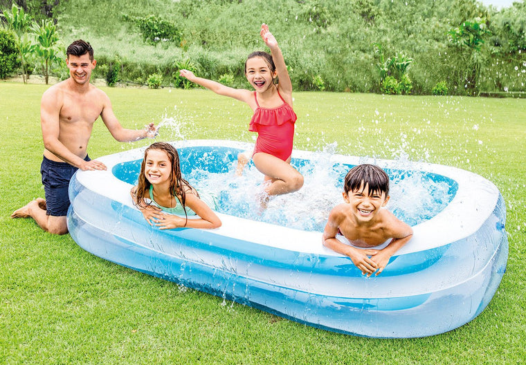 Intex Quick Inflatable Swim Center Family Pool | 8.5 Feet x 5.5 Feet+ x 1.5 Feet+