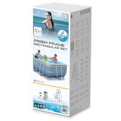 Intex Rectangular Prism Frame Pool with Filter Pump & Ladder | 9.5 Feet+ x 5.5 Feet+ x 2.5 Feet+