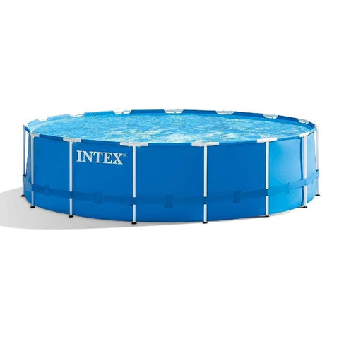 Intex Round Metal Frame Pool Set with Accessories | 15 Feet x 4 Feet