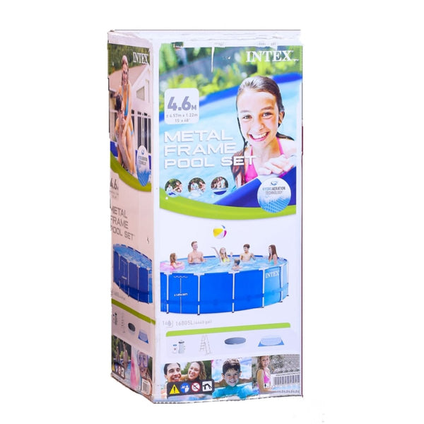 Intex Round Metal Frame Pool Set with Accessories | 15 Feet x 4 Feet