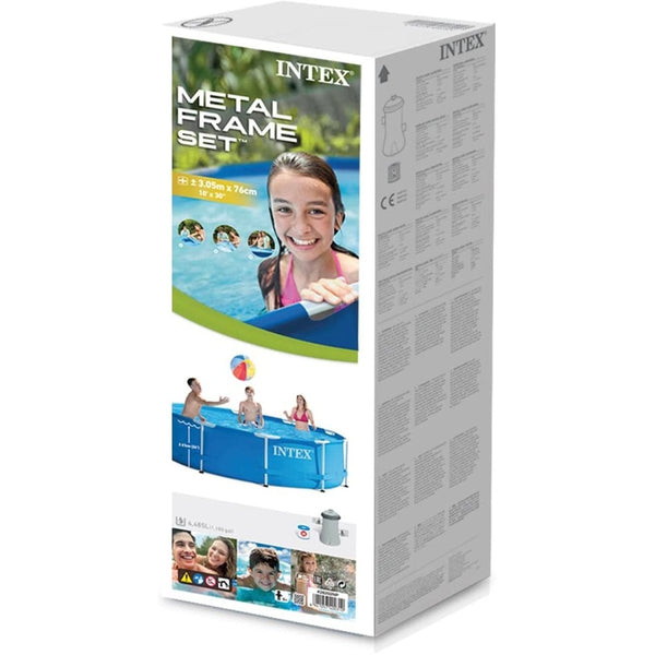 Intex Round Metal Frame Pool with Filter Pump | 10 Feet x 2.5 Feet