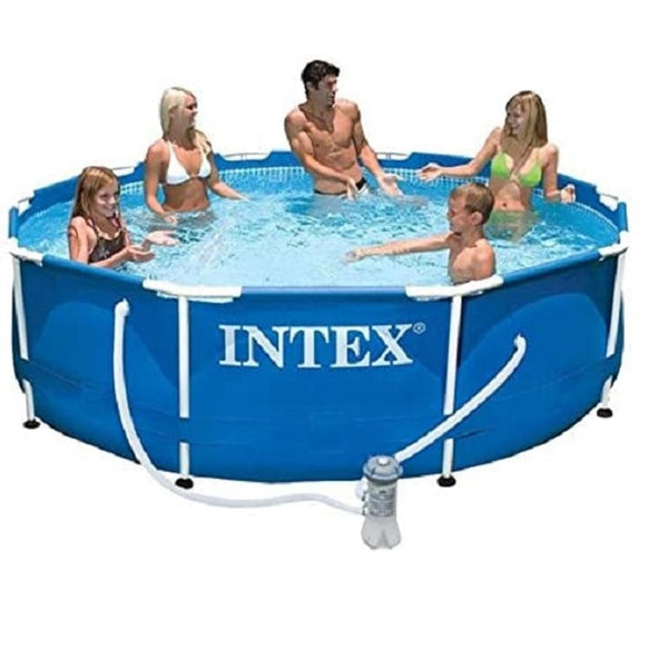 Intex Round Metal Frame Pool with Filter Pump | 10 Feet x 2.5 Feet