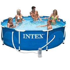 Intex Round Metal Frame Pool with Filter Pump | 10 Feet x 2.5 Feet