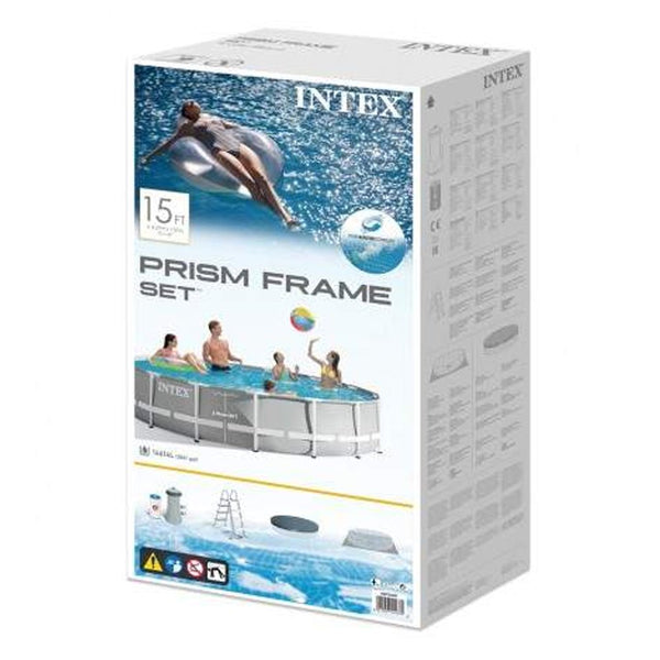 Intex Round  Prism Frame Above Ground Pool with Accessories | 15 Feet x 3.5 Feet