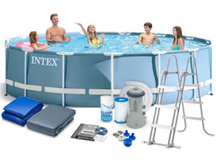 Intex Round  Prism Frame Above Ground Pool with Accessories | 15 Feet x 3.5 Feet