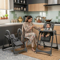 Kidilo Adjustable Electric  Baby Feeding High Chair with Wheels, Tray & Cushioned Seat