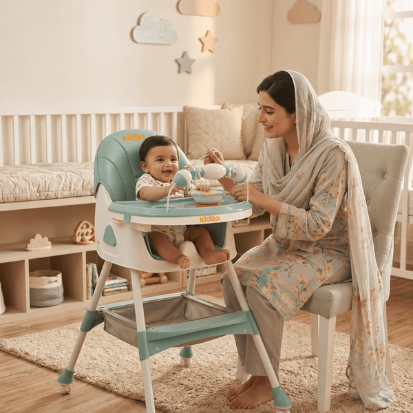Kidilo Baby Feeding High Chair with Toy Bar & Storage