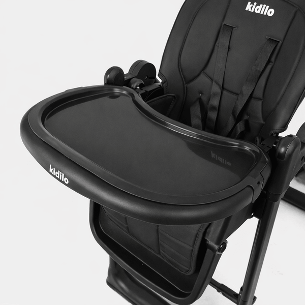 Kidilo Premium 2-in-1 Baby Feeding High Chair with Wheels & Safety Harness