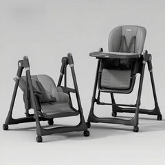 Kidilo Premium 2-in-1 Baby Feeding High Chair with Wheels & Safety Harness