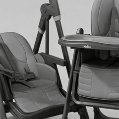 Kidilo Premium 2-in-1 Baby Feeding High Chair with Wheels & Safety Harness