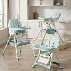 Kidilo Premium 3-in-1 Convertible Baby Feeding High Chair with Wheels