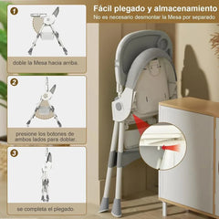 Kidilo Premium 3-in-1 Convertible Baby Feeding High Chair with Wheels