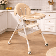 Kidilo Premium 3-in-1 Convertible Baby Feeding High Chair with Wheels