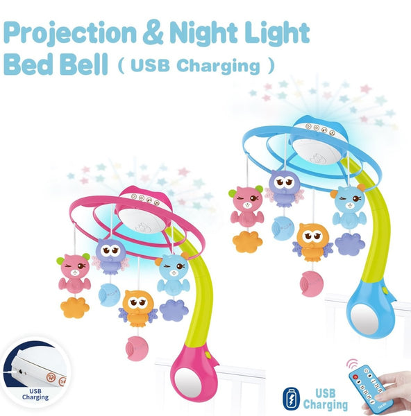 🌙 Kids Melody Cot Mobile with Projection, Music & Night Light
