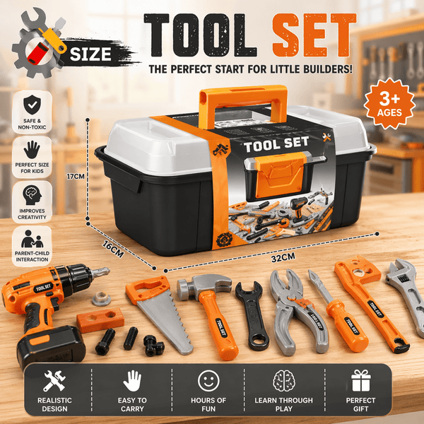 Kids Portable Tool Box Set – Storage Case with Pretend Play Tools | 40Pcs