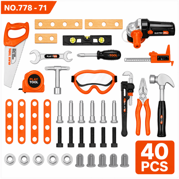Kids Portable Tool Box Set – Storage Case with Pretend Play Tools | 40Pcs