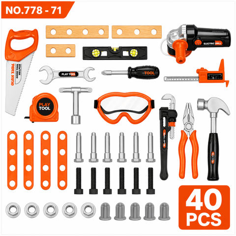Kids Portable Tool Box Set – Storage Case with Pretend Play Tools | 40Pcs