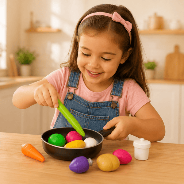 Kids Pretend Play Cooking Pan Set with Colorful Vegetables 🌽🍅