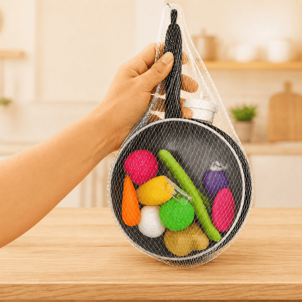 Kids Pretend Play Cooking Pan Set with Colorful Vegetables 🌽🍅
