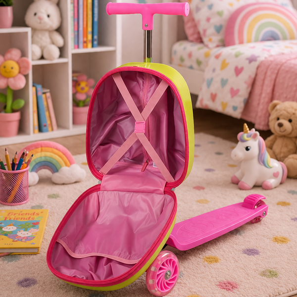 Kids Scooter Backpack – Unicorn or Giraffe Ride-On Trolley Bag