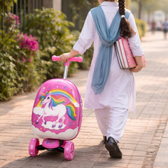 Kids Scooter Backpack – Unicorn or Giraffe Ride-On Trolley Bag